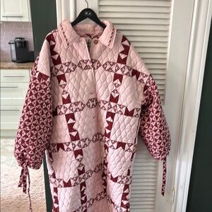 Pink and Red Quilted Coat